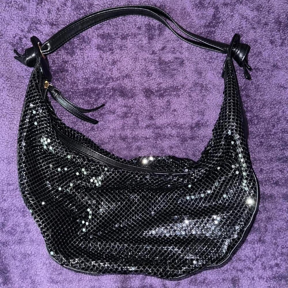 Y2K Sparkly Sequin Black Shoulder Bag ⋆༺✮༻⋆